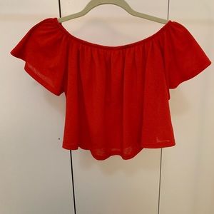 Primark Red Off the Shoulder Crop Top